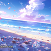 【可商背景素材】歌排/vup：彩色贝壳 海滩  浪花 蓝紫色