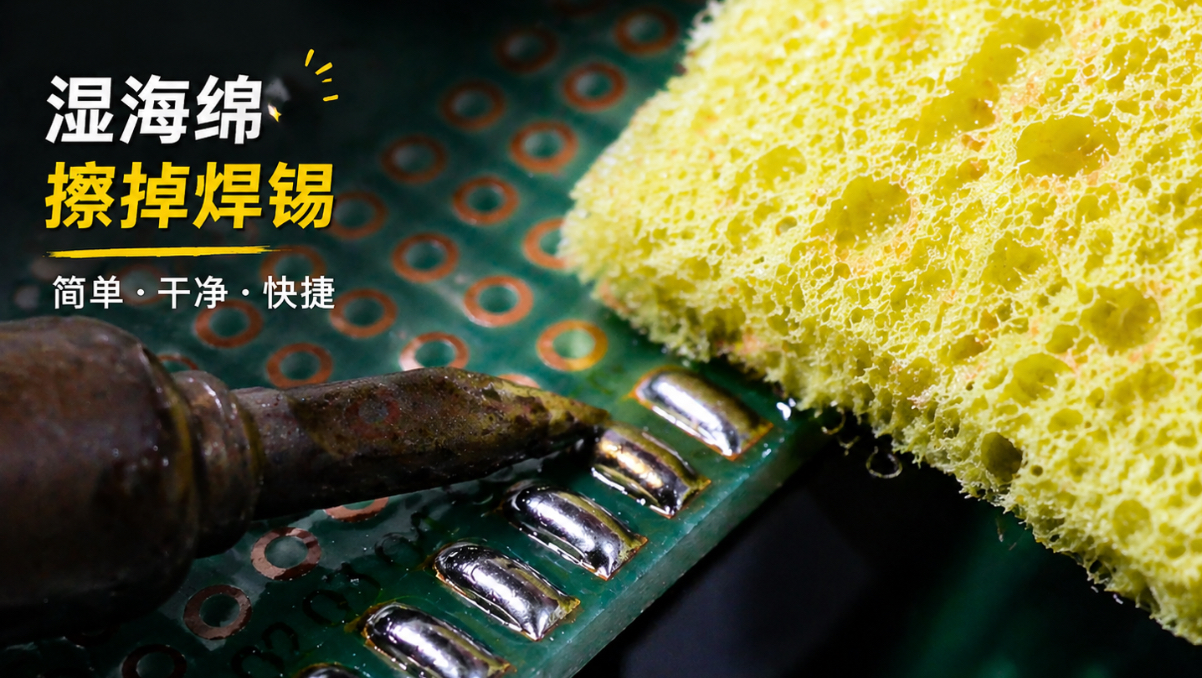 湿海绵擦掉焊锡教程 | 焊板干净不伤电路