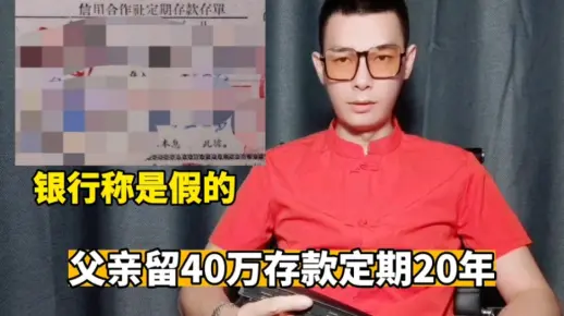 父亲留给儿子40w存款,定期20年,银行却说是假的