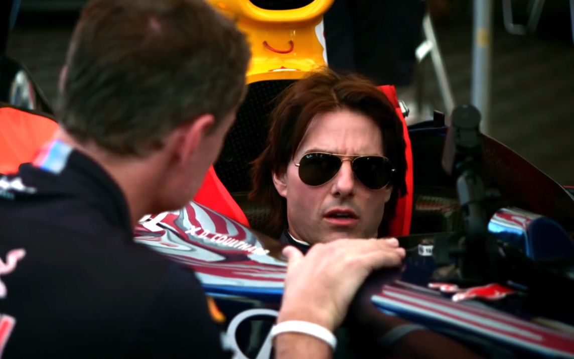 无所不能阿汤哥，汤姆·克鲁斯试驾F1赛车，差点翻车