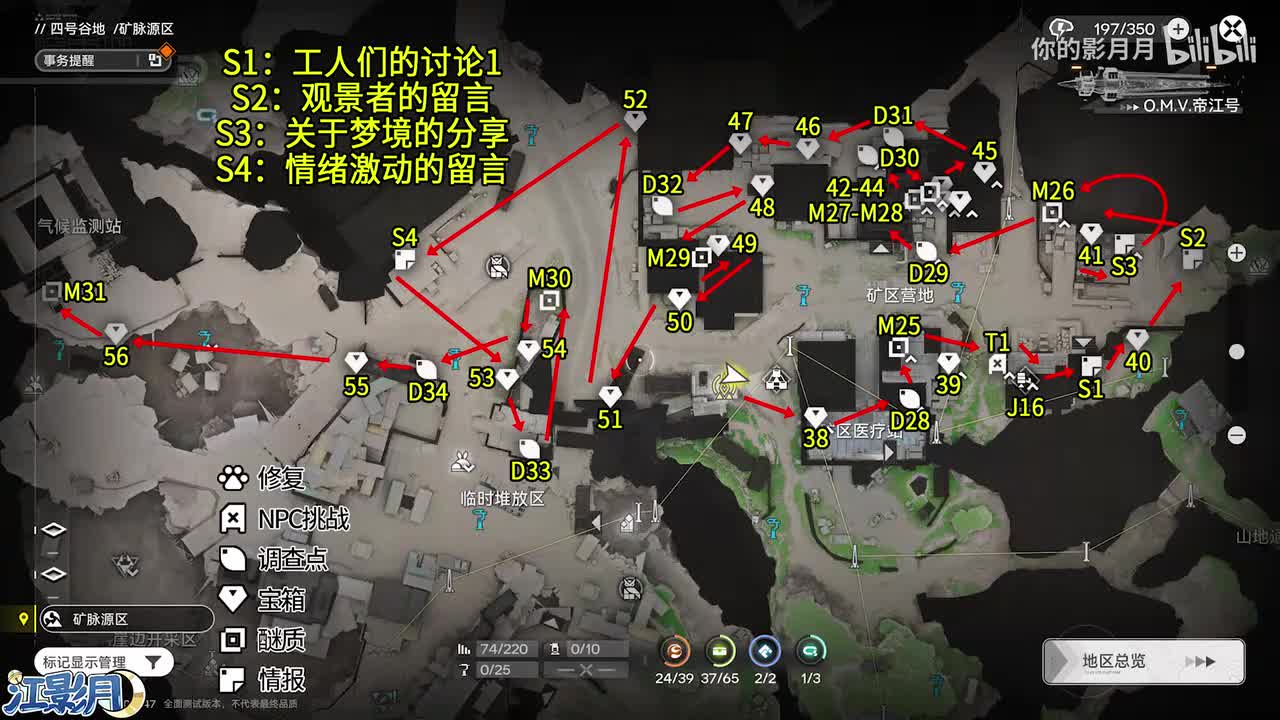 矿区营地 共19个(38-56)醚质25-31 调查点28-34 机器人16 挑战1 情报1-4【紧急救助】