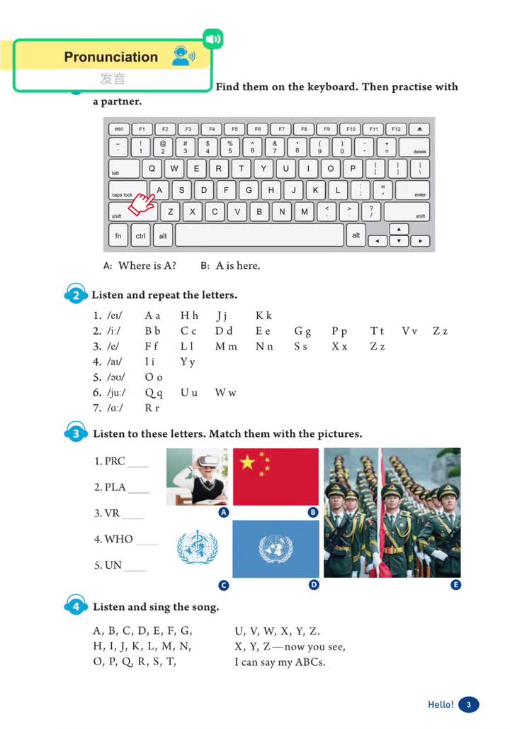 Starter Unit 1（p.3）发音