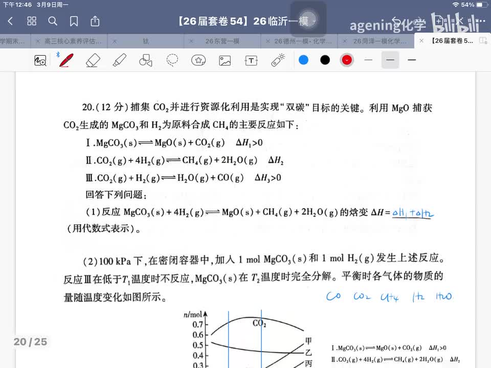 26年3月临沂一模 20 反应原理