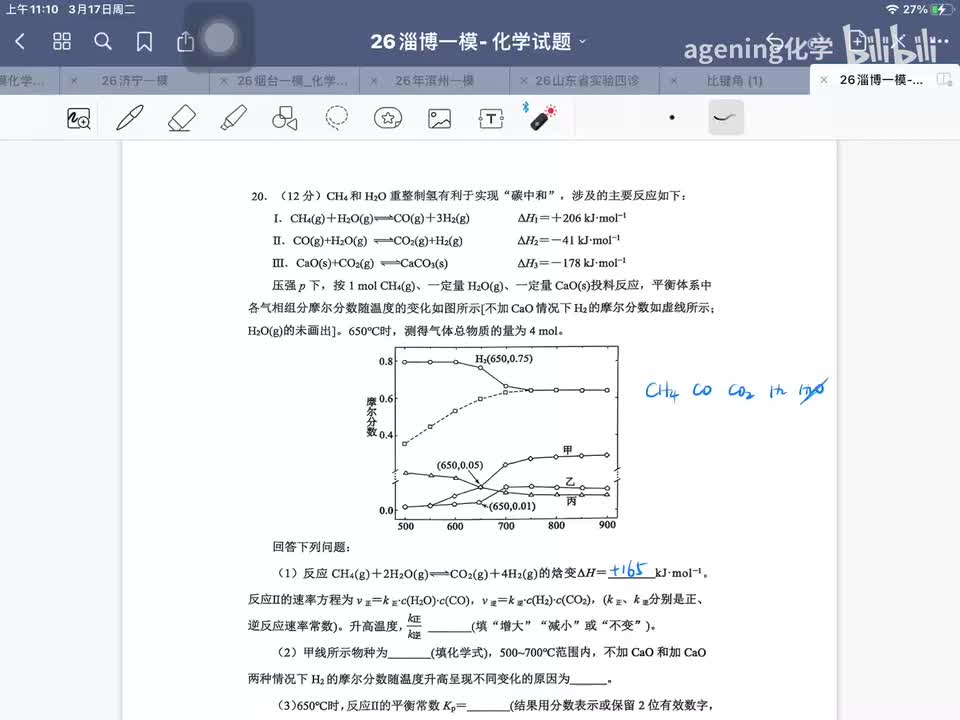 26年淄博一模 20 反应原理