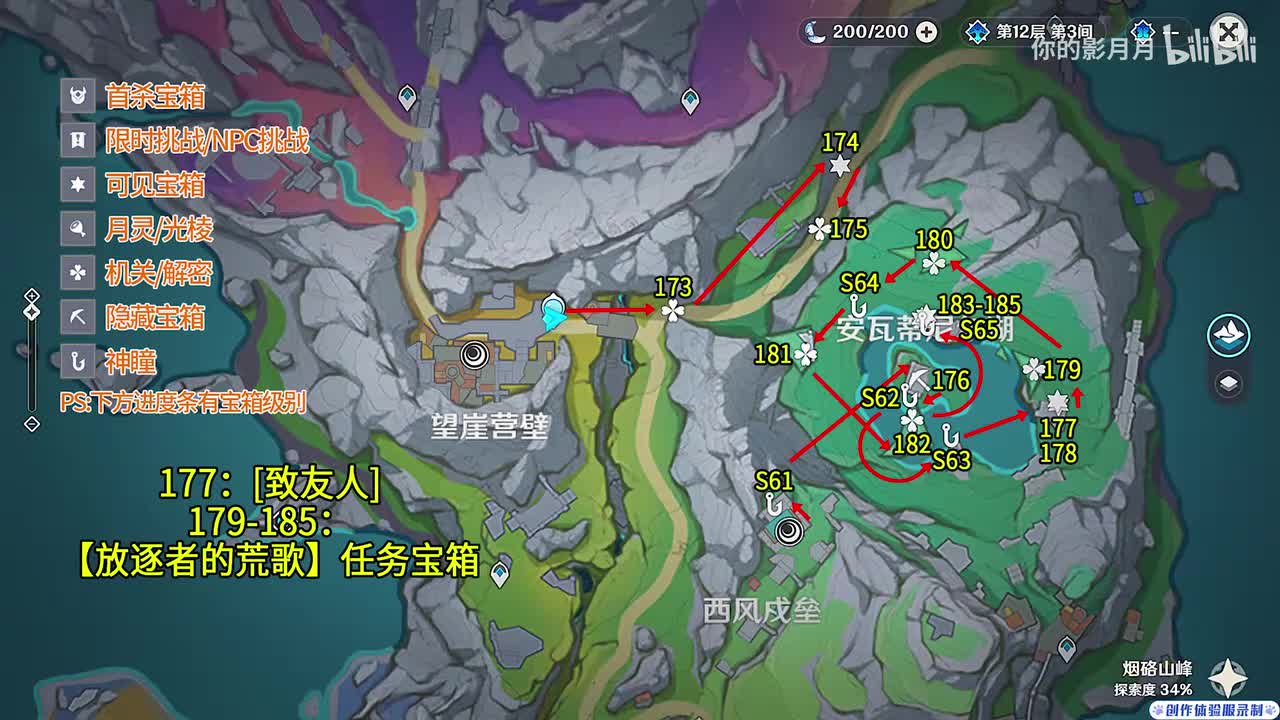 安瓦蒂尼尔湖 共13个(173-185)成就数185 神瞳61-65【放逐者的荒歌】