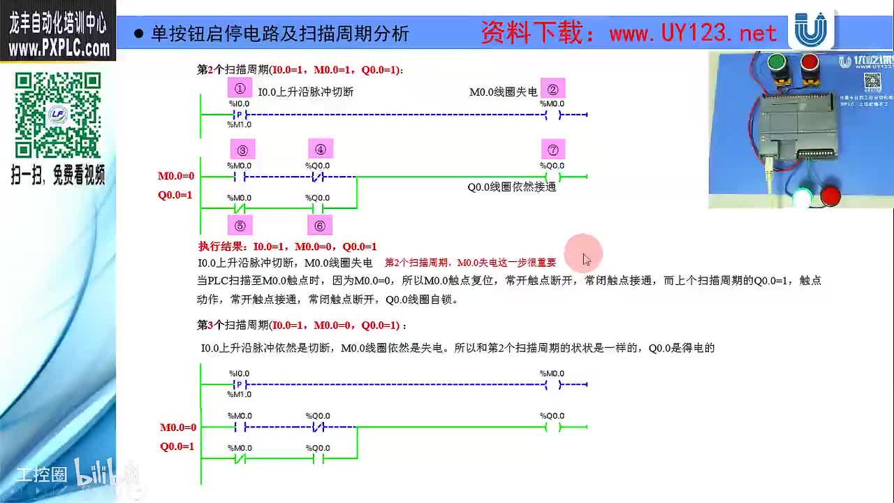 45.单按钮启停电路及分析（三个扫描周期）-按下灭掉