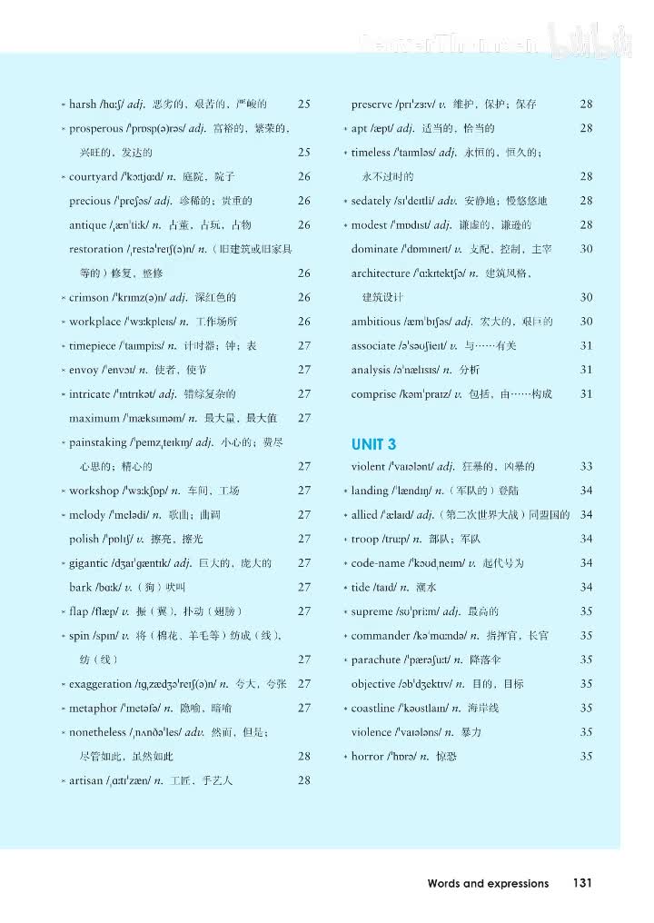 单词表UNIT3