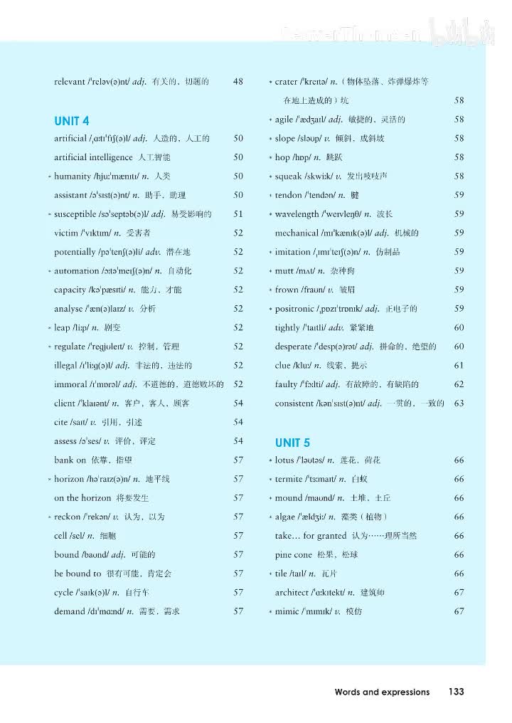 单词表UNIT5