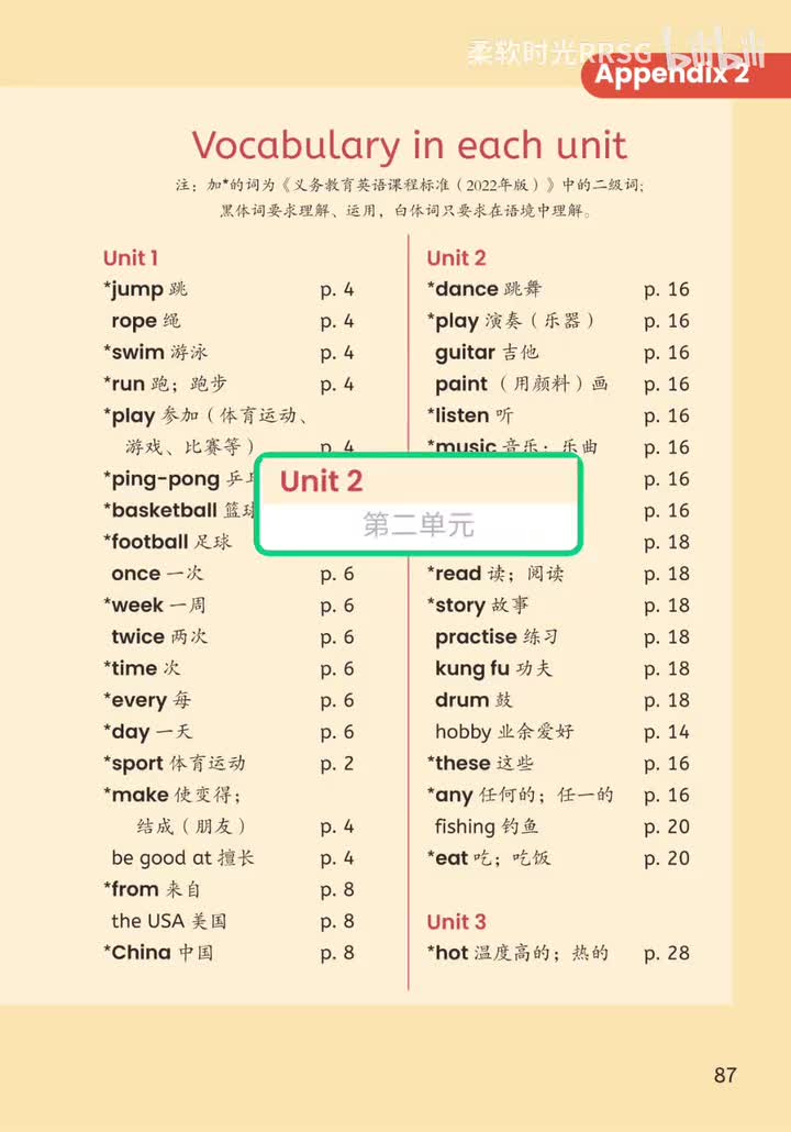 Unit 2 词汇