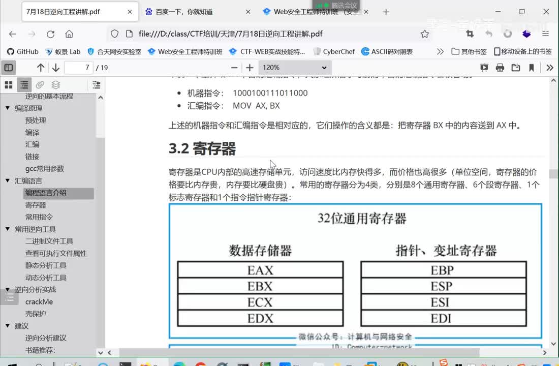 寄存器，常用指令