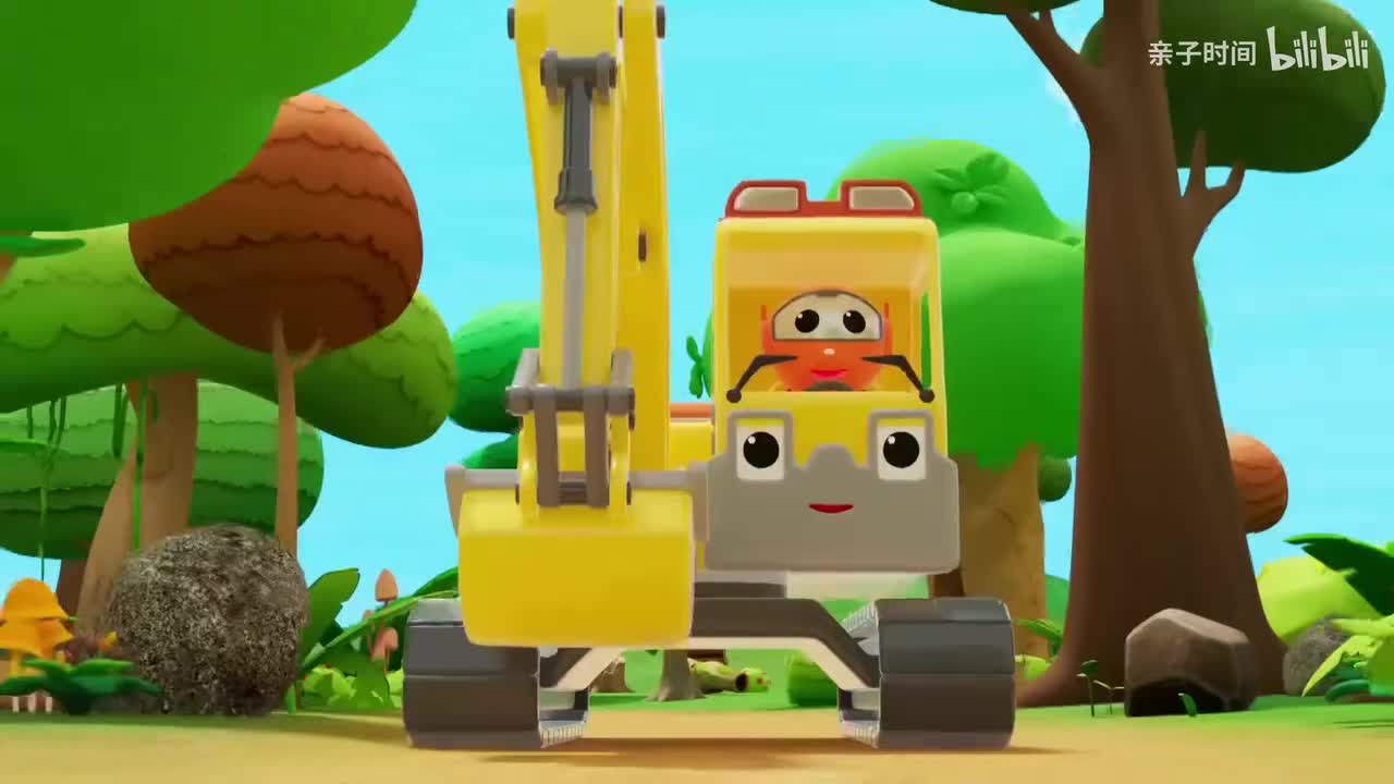 挖掘机搬运油桶，儿童早教益智动画 01