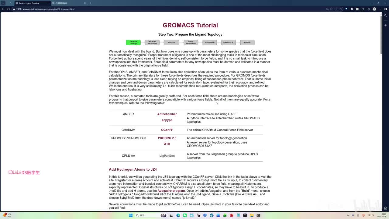 P3小分子拓扑的生成工具(CHARMM-GUI)