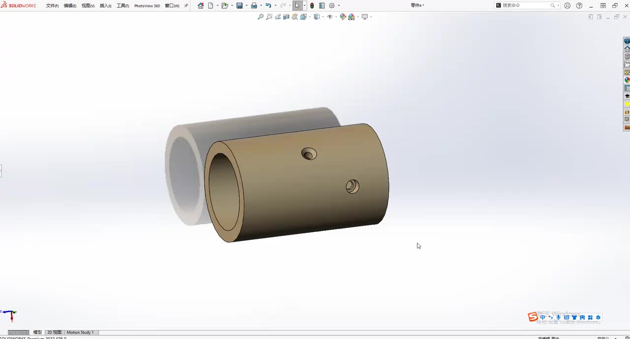 Solidworks圆柱面上打孔的方法