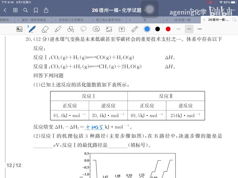 26年3月德州一模 20 反应原理