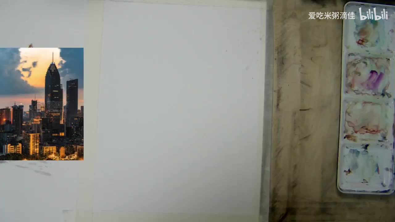 17.18单个人造建筑绘画：城市高楼风景