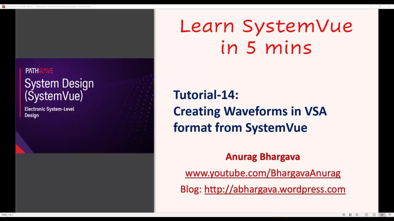 14.Tutorial-14- Creating Waveforms in VSA format from SystemVue