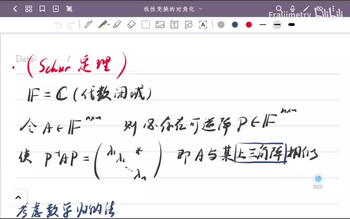 Schur定理 复矩阵的上三角化