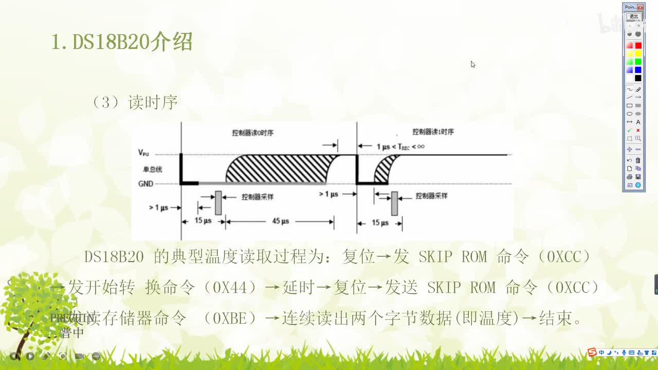 23.4-DS18B20温度传感器实验--读时序和温度读取流程