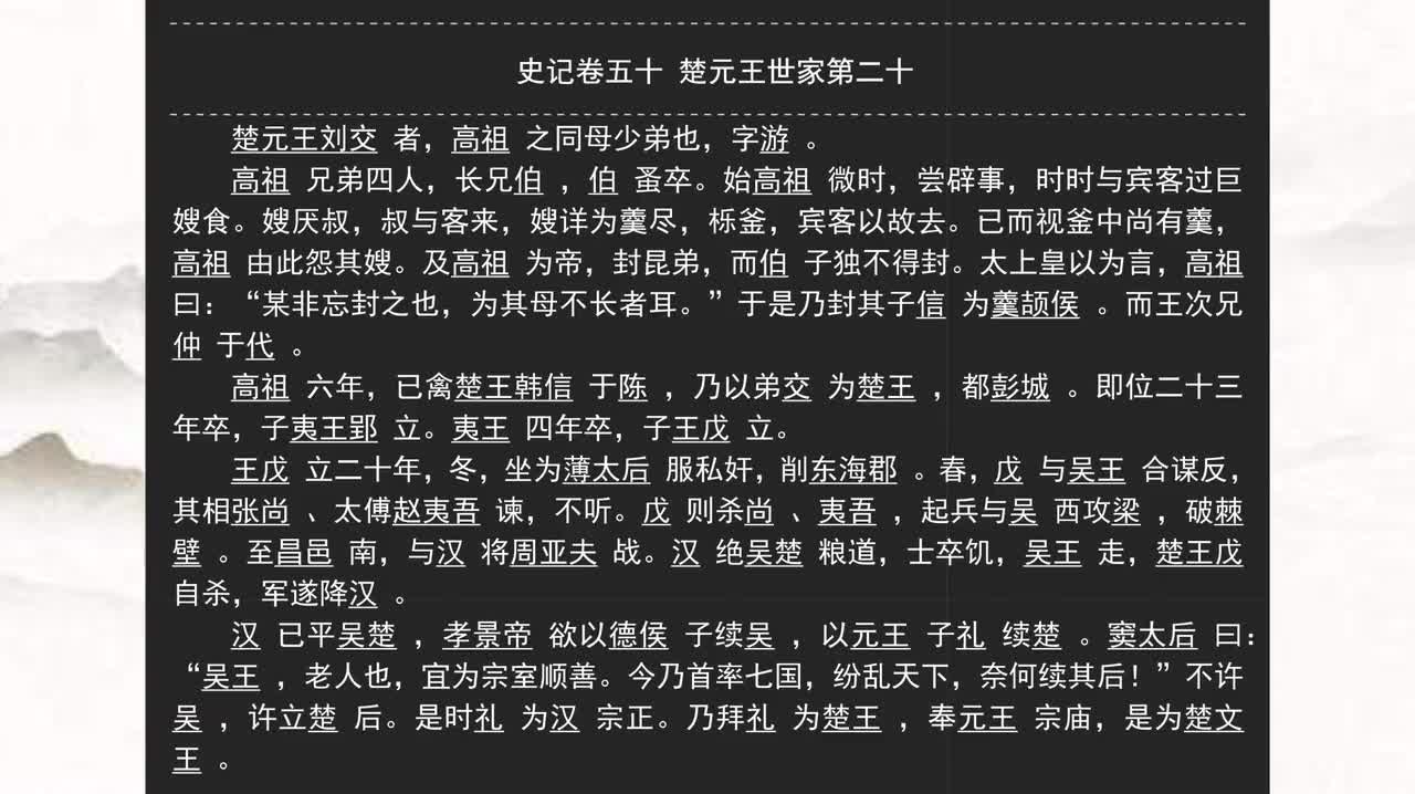 050《史记》卷五十 楚元王世家第二十