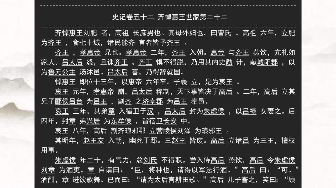 052《史记》卷五十二 齐悼惠王世家第二十二