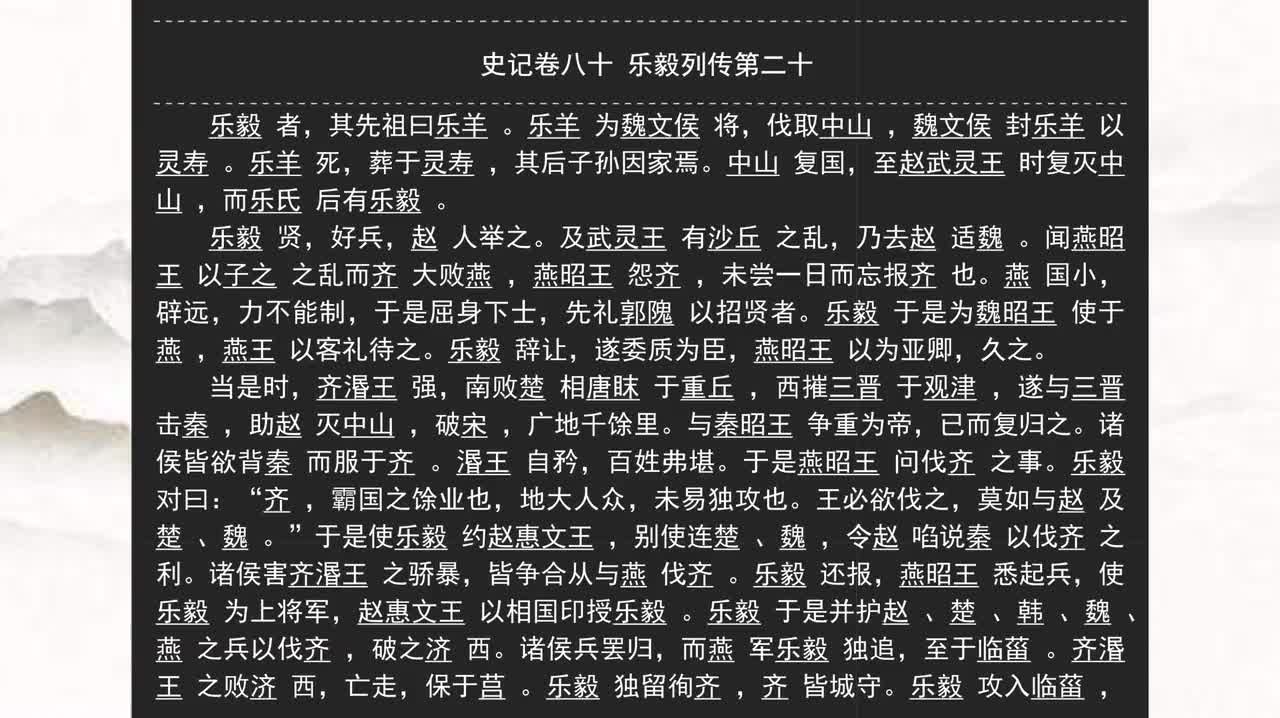 080《史记》卷八十 乐毅列传第二十