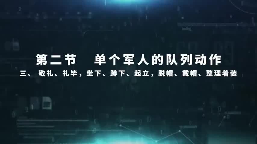 2.2.3 敬礼、礼毕，坐下、蹲下、起立，脱帽、戴帽、整理着装