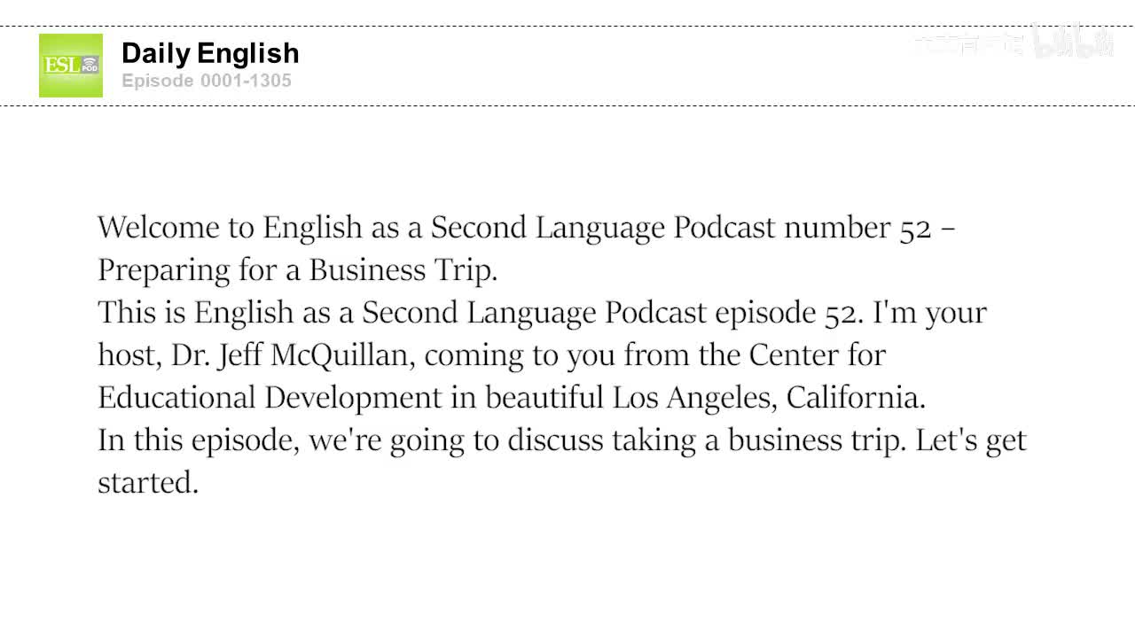 0052 Preparing for a Business Trip