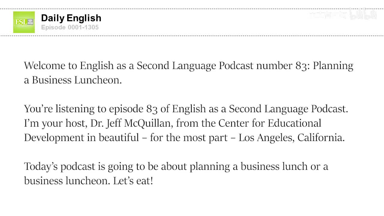 0083 Planning a Business Luncheon