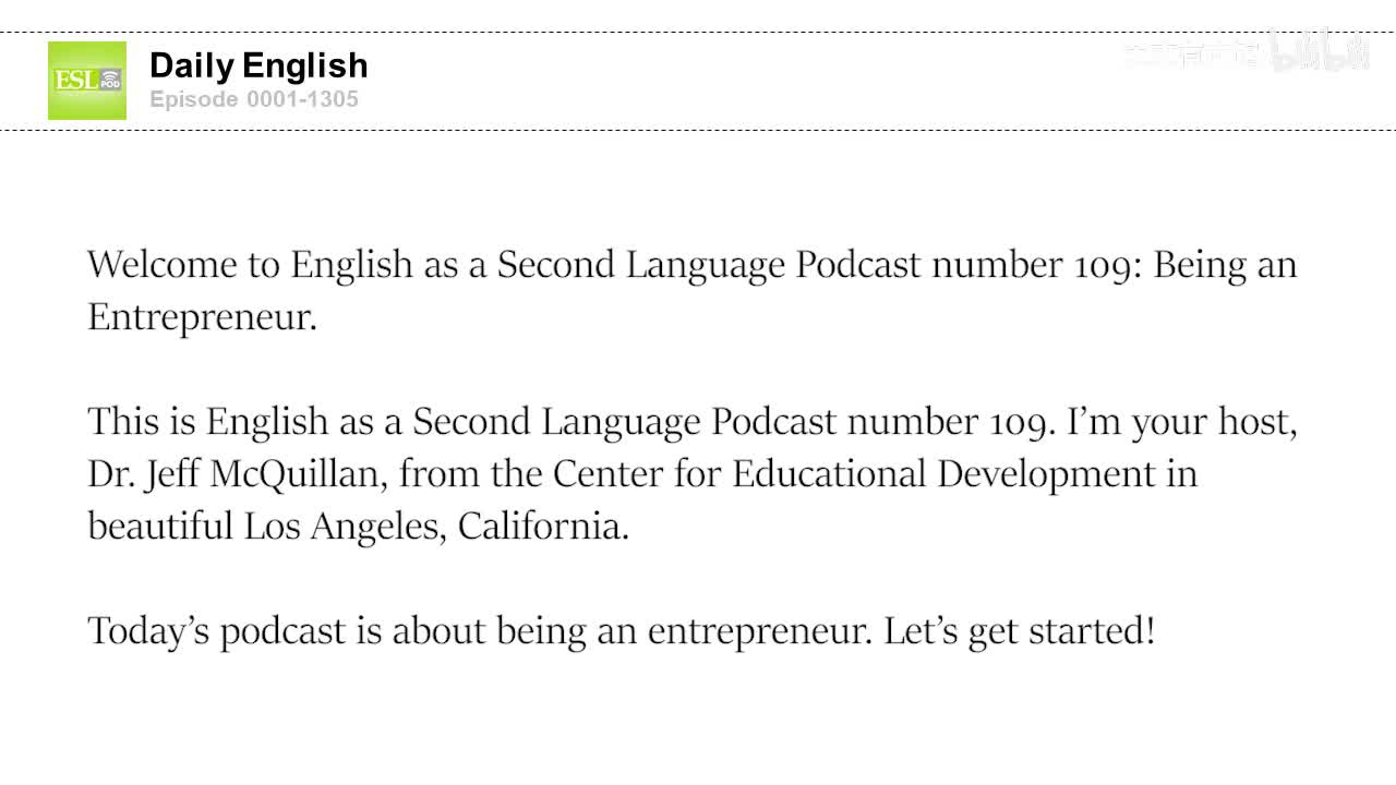 0109 Being an Entrepreneur