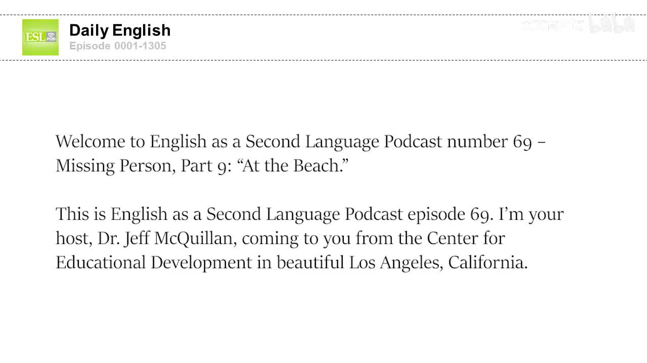 0069 Missing Person, Part 9- “At the Beach.”