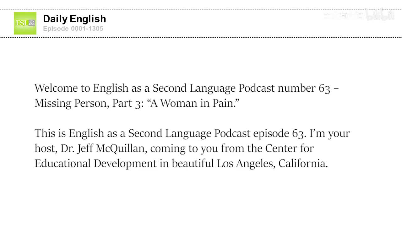 0063 Missing Person, Part 3- “A Woman in Pain.”