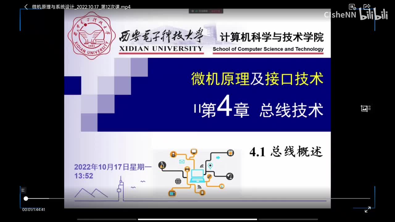 2022.10.17微机原理（西电车向泉） 第十二次课（第四章：总线分类，常用总线介绍；总线竞争，总线负载；双向数据总线驱动设计）