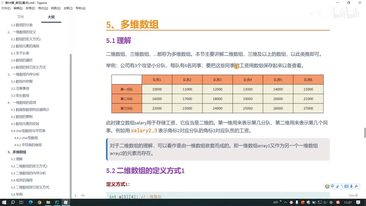 053.二维数组的理解与内存分析