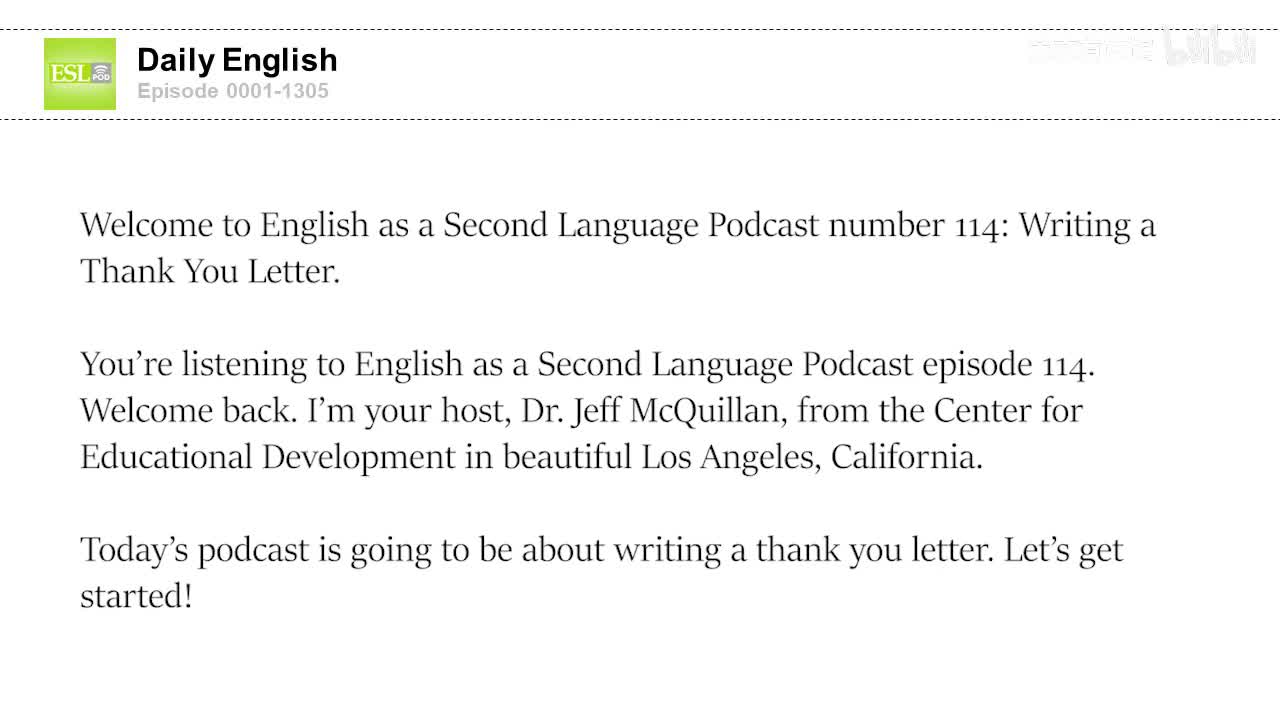 0114 Writing a Thank You Note