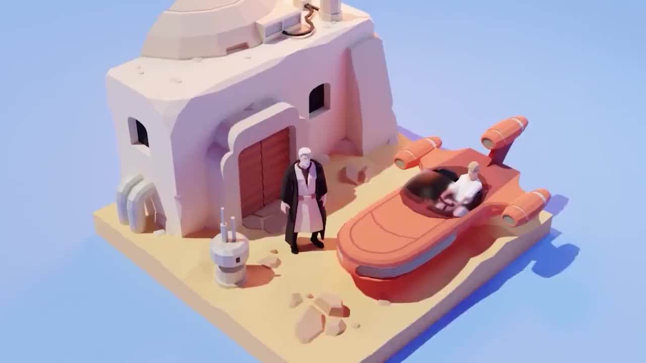 Star Wars Kenobi Diorama in Blender 3.1 - 3D Modeling Process ｜ Polygon Runway (