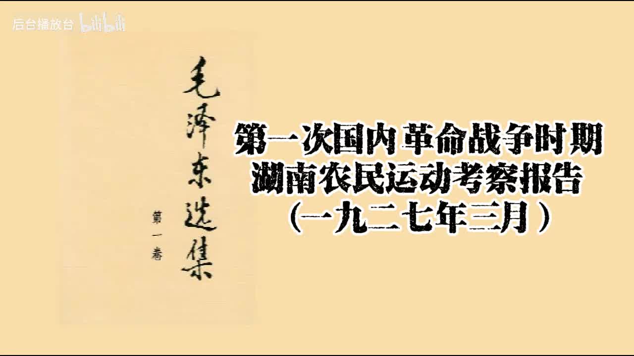 湖南农民运动考察报告（第一次国内革命战争时期）