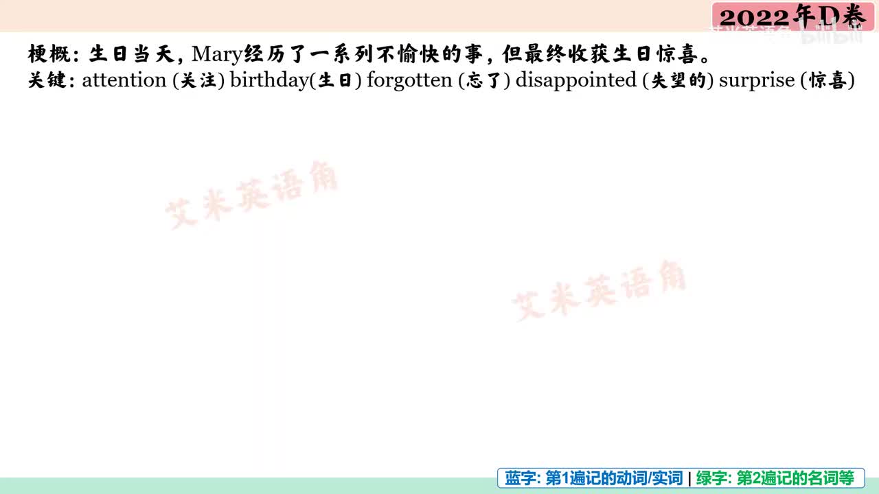 2022年D卷_Part C_Mary's Birthday【B站：艾米英语角】