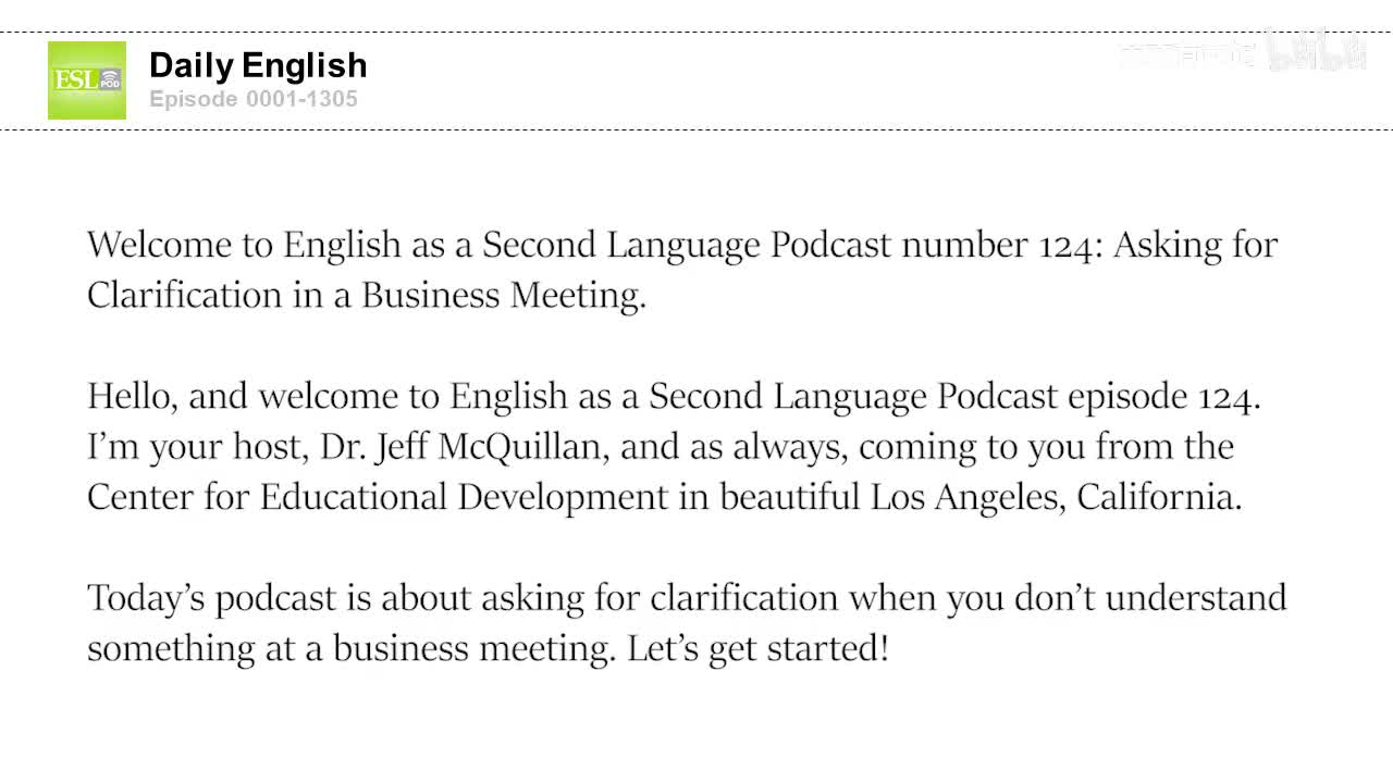 0124 Asking for Clarification in a Business Meeting