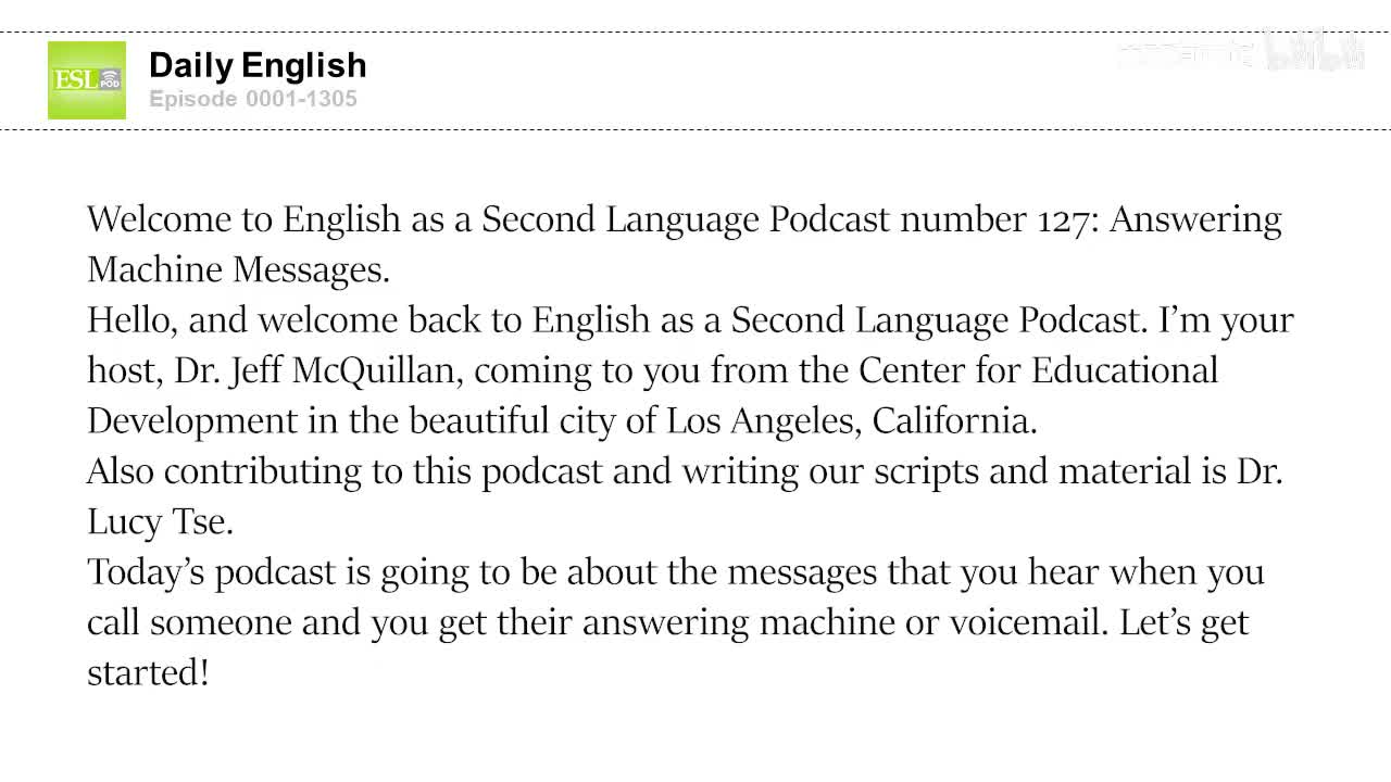 0127 Answering Machine Messages