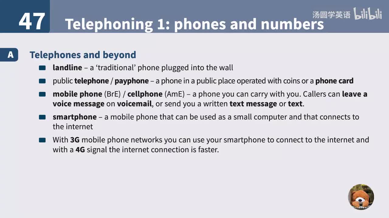 47. Telephoning 1: phones and numbers