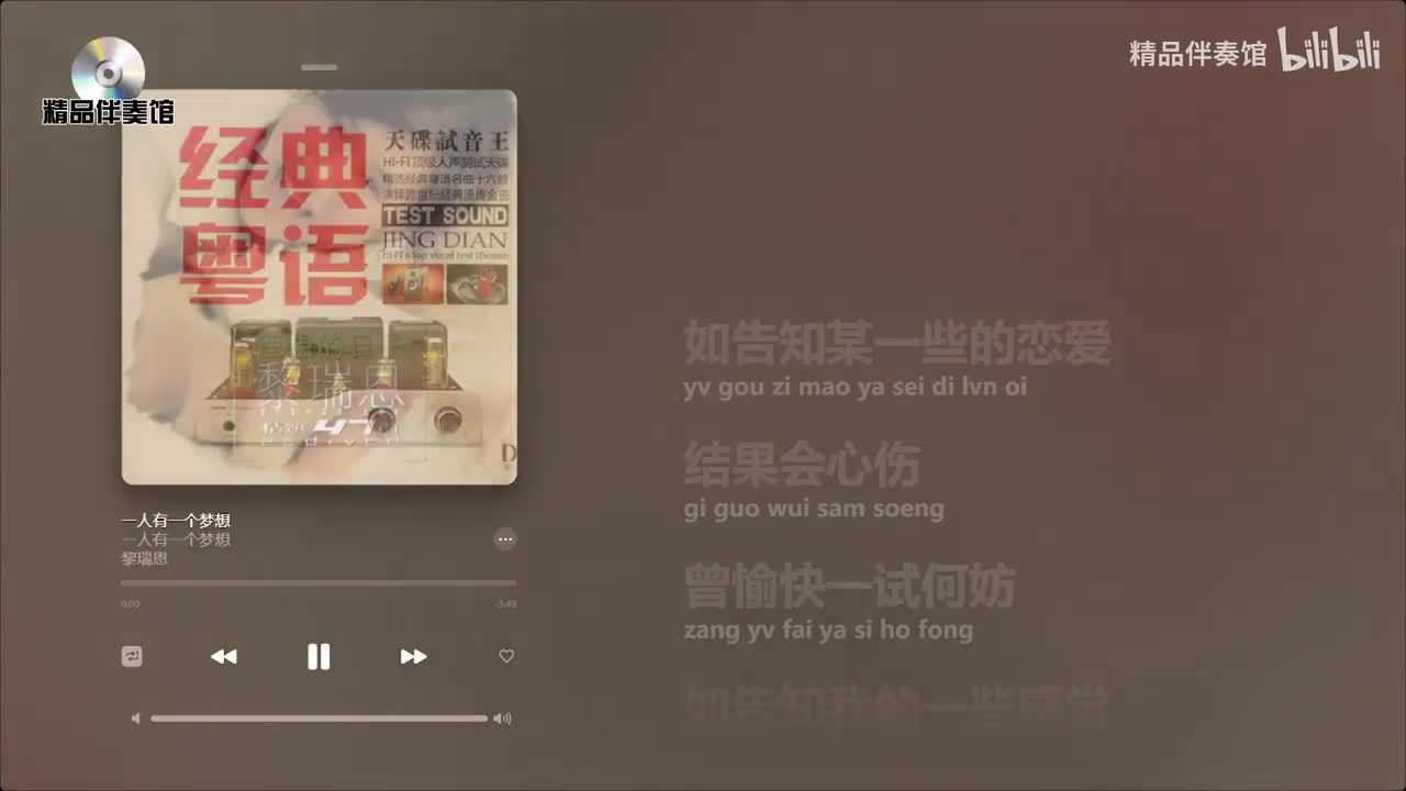 一人有一个梦想-黎瑞恩-立体声伴奏