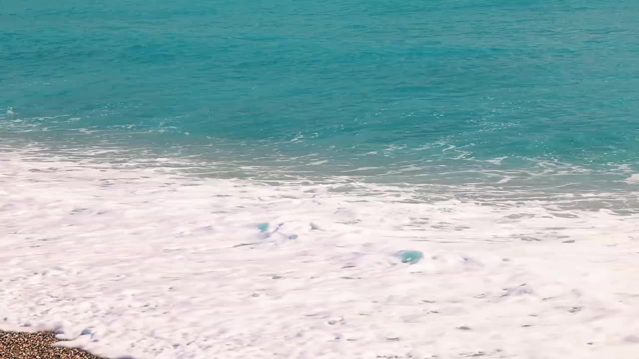 慢放特写海浪散开 泡沫 波浪 #3187