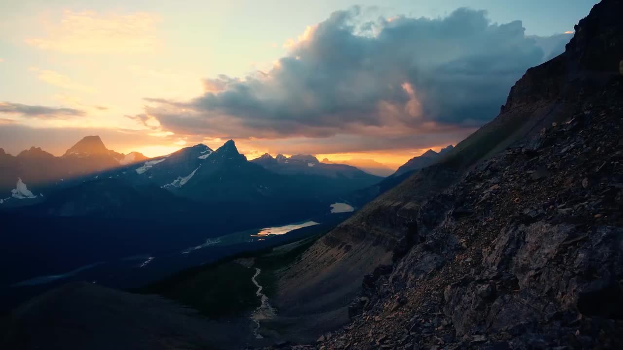 黄昏的山脉 岩石 #1153