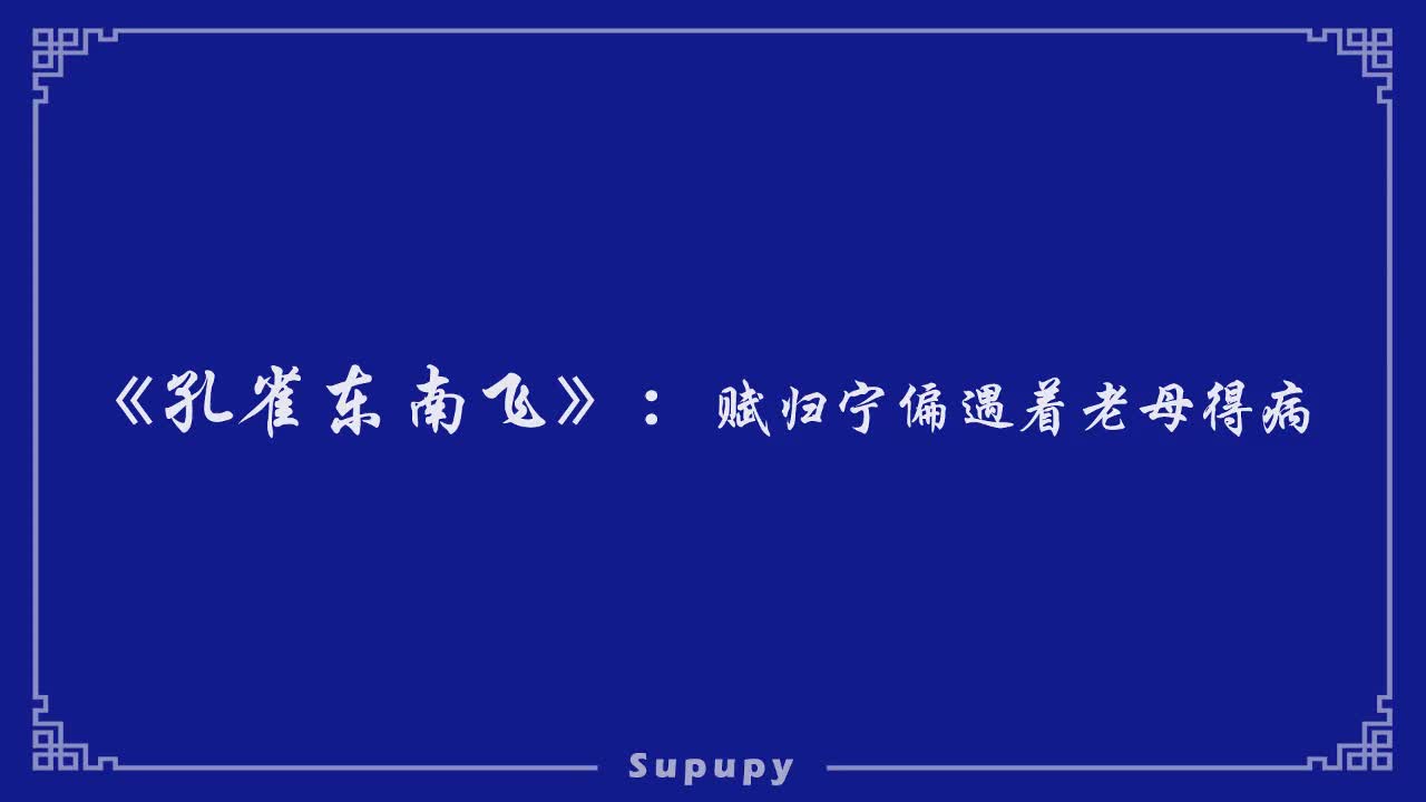 《孔雀东南飞》：赋归宁偏遇着老母得病
