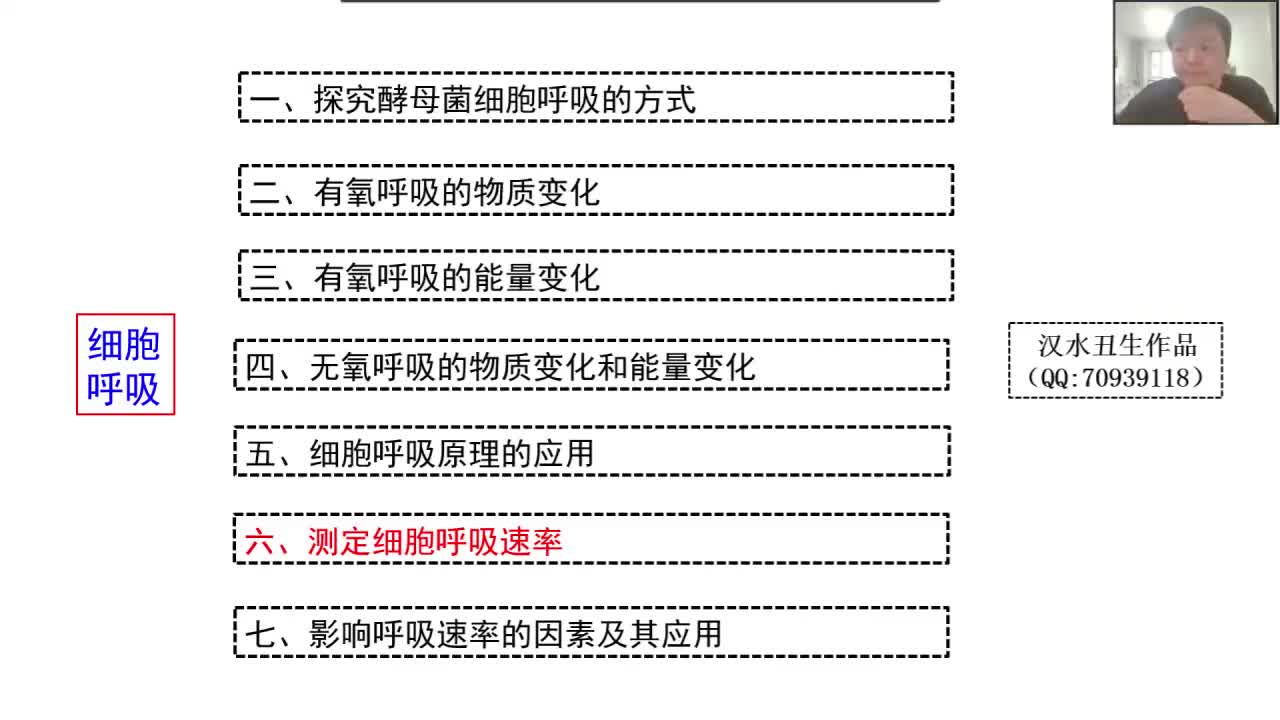 必修1第五章第3节：细胞呼吸（6-5）测定细胞呼吸速率