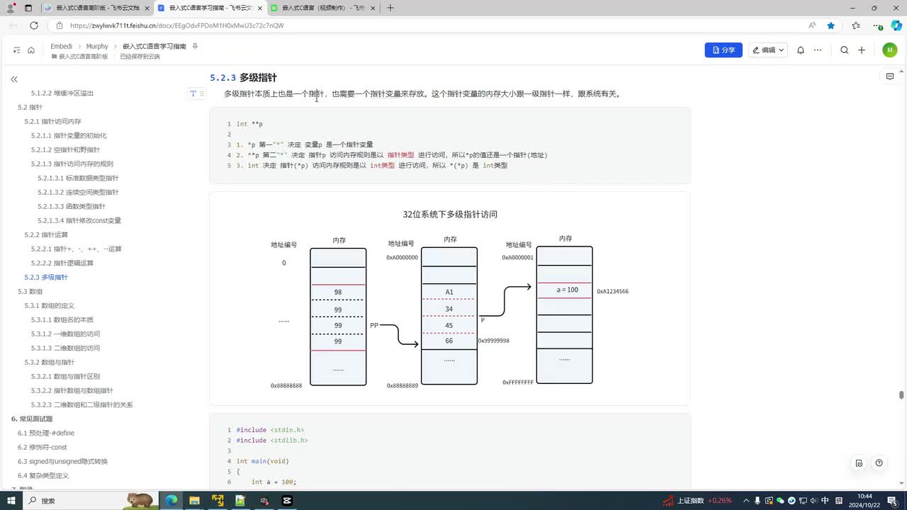 5-19 多级指针(一)：本质上也是一个指针