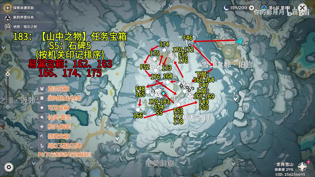 寒天之钉(1) 共24个(160-183)成就数181 绯红玉髓46-54 石碑5【山中之物】【雪山迷踪】