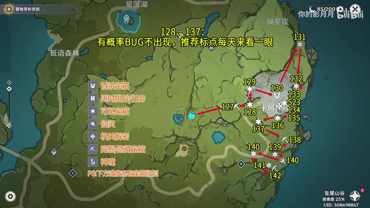 千风神殿 共16个(127-142)成就数142 神瞳23