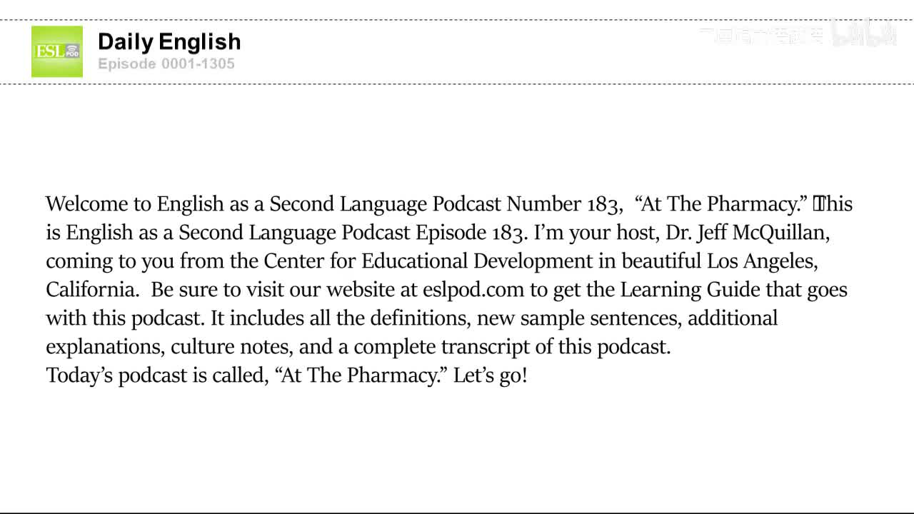 0183 At the Pharmacy