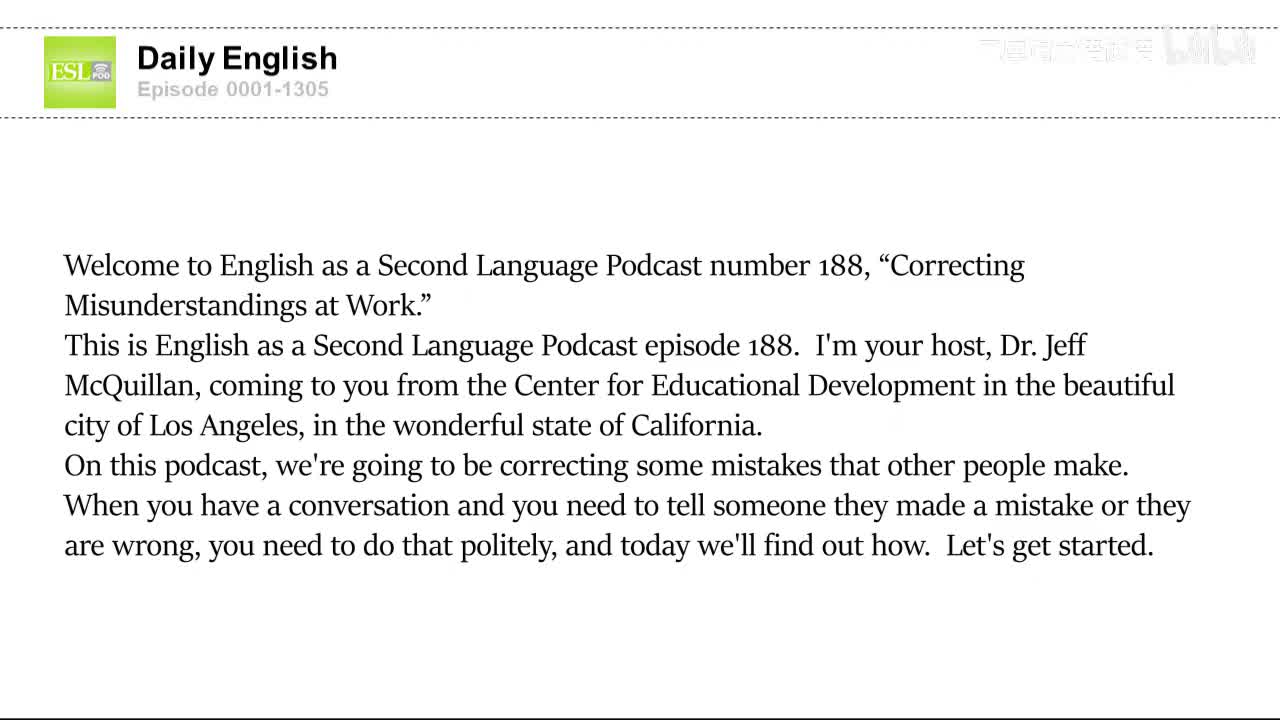 0188 Correcting Misunderstandings at Work